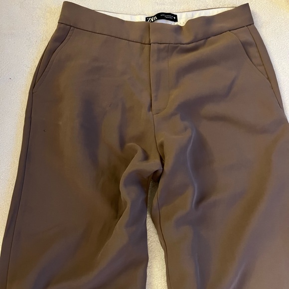 Zara Brown High Waisted Flowy Pants Size M - Picture 6 of 15